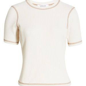 FRAME Contrast Stitch Rib Top (Women’s XS, never worn)